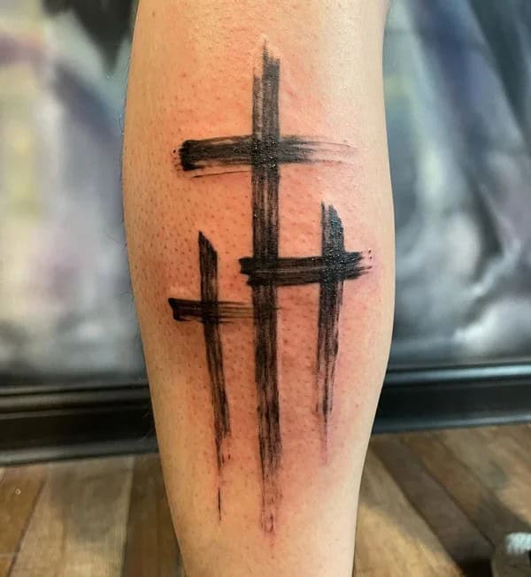 3 Cross Sketch Tattoo