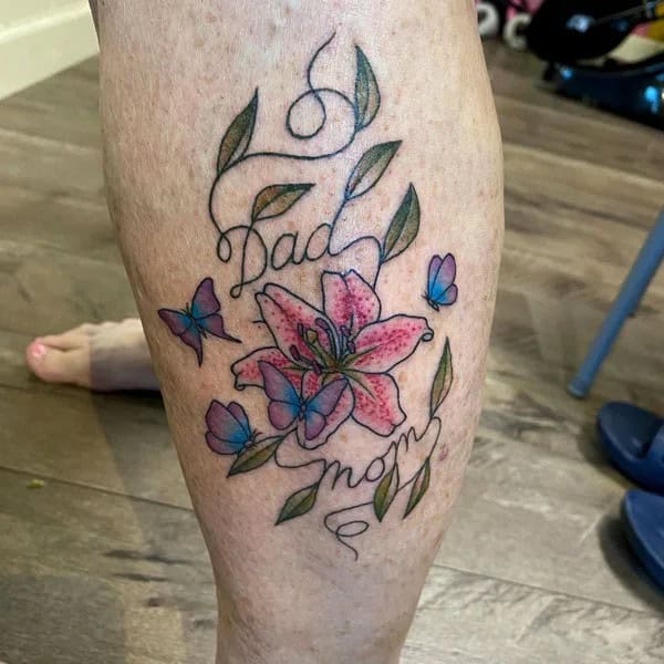 Mom and Dad Flower Tattoo