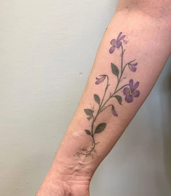 February Birth Flower Forearm Tattoo