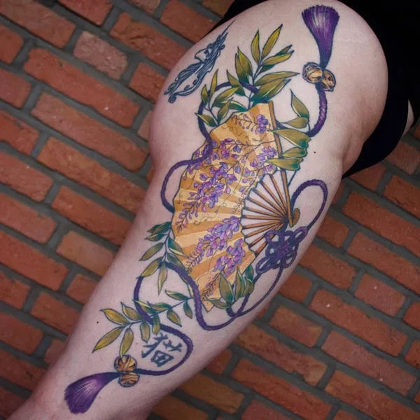 Wisteria Thigh Tattoo