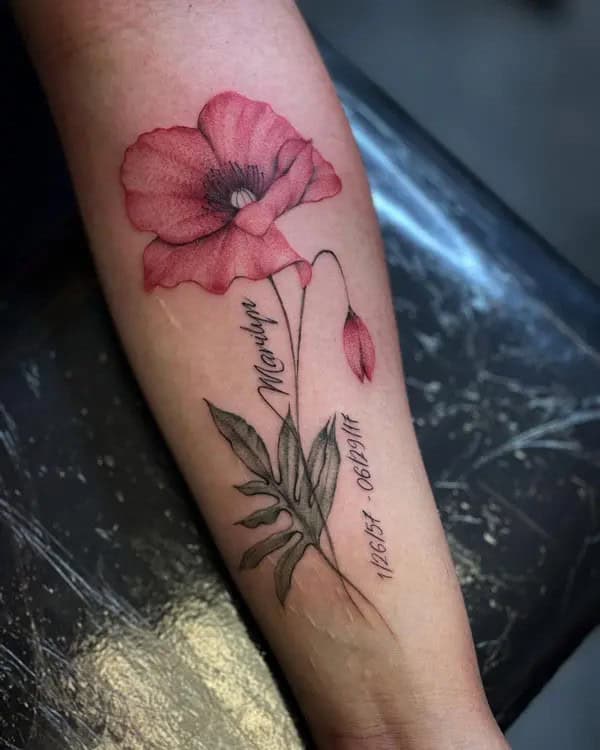 Poppy Flower Memorial Tattoo