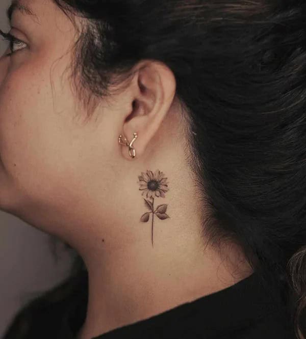 Sunflower Neck Tattoo