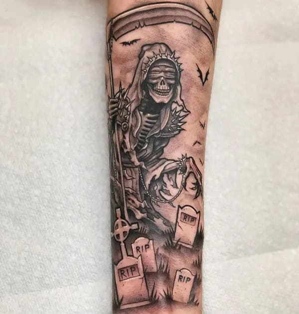 Grim Reaper Graveyard Tattoo