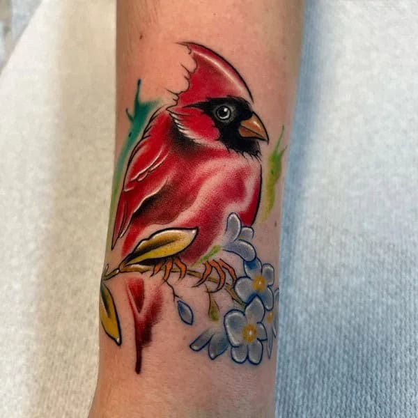 Watercolor Cardinal Tattoo