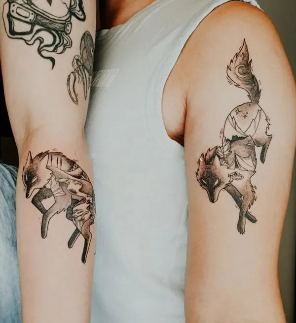 Wolf Couple Tattoo