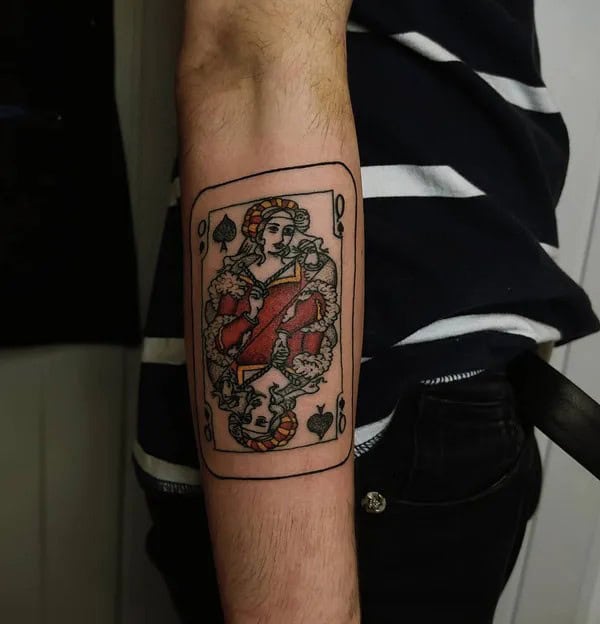 Neo Traditional Queen of Spades Tattoo