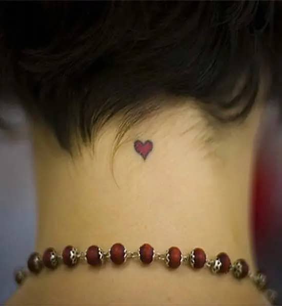 Small Heart Tattoo on Neck