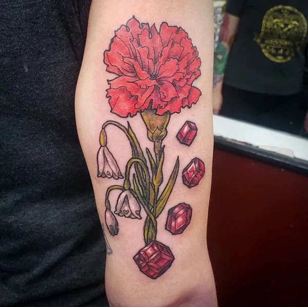 Neo Trad January Birth Flower Tattoo