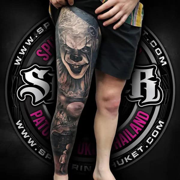 Horror Leg Sleeve Tattoo