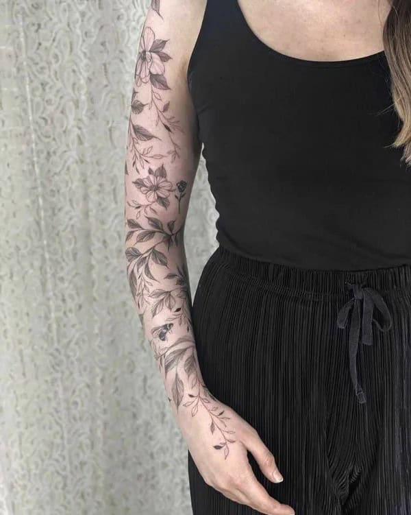 Flower Vine Sleeve Tattoo