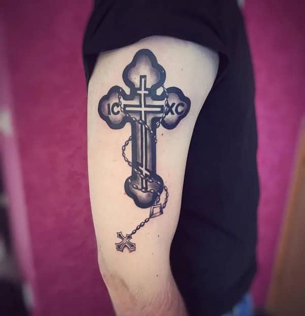 Cross With Rosary Tattoo