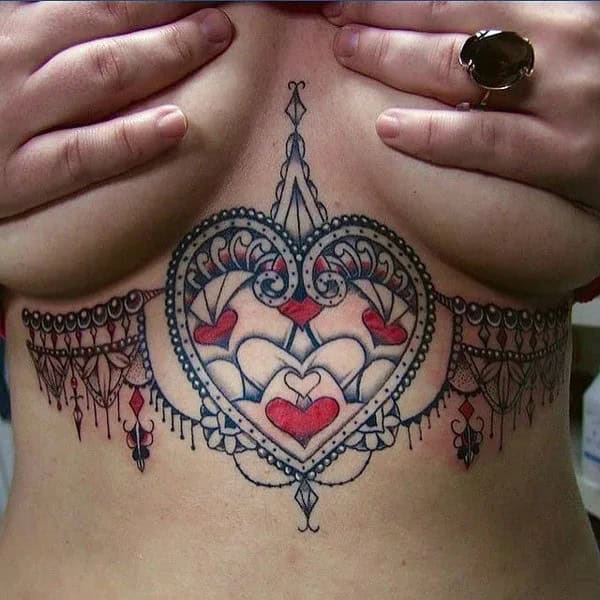 Lace Under Breast Tattoos