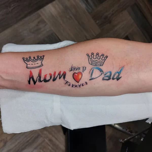 Mom and Dad Flower Tattoo