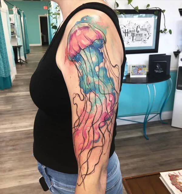 Watercolor Jellyfish Tattoo