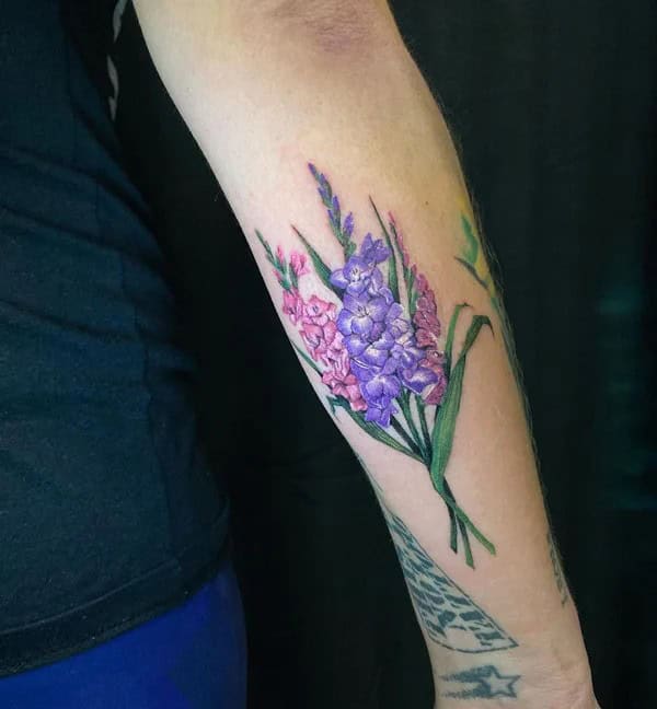 August Birth Flower Bouquet Tattoo