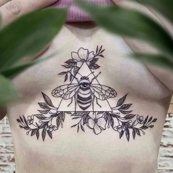 Sternum Bee Tattoo