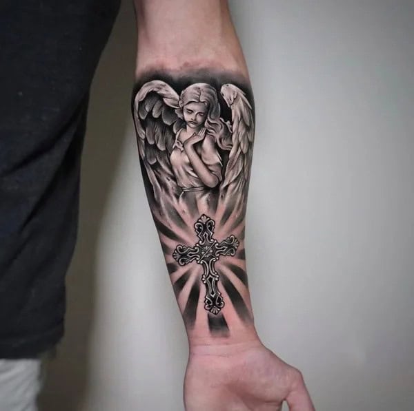 Cross Tattoo on Forearm