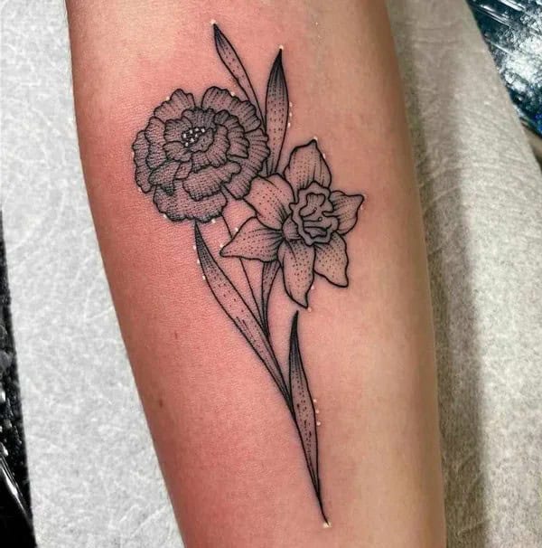 Marigold and Daffodil Tattoo