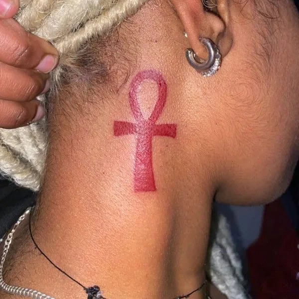 Red Ankh Tattoo