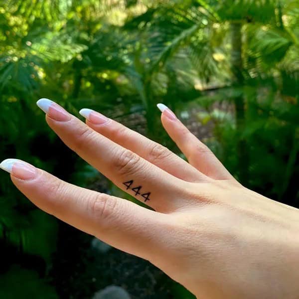 444 Finger Tattoo