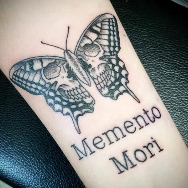 Memento Mori Butterfly Skull Tattoo