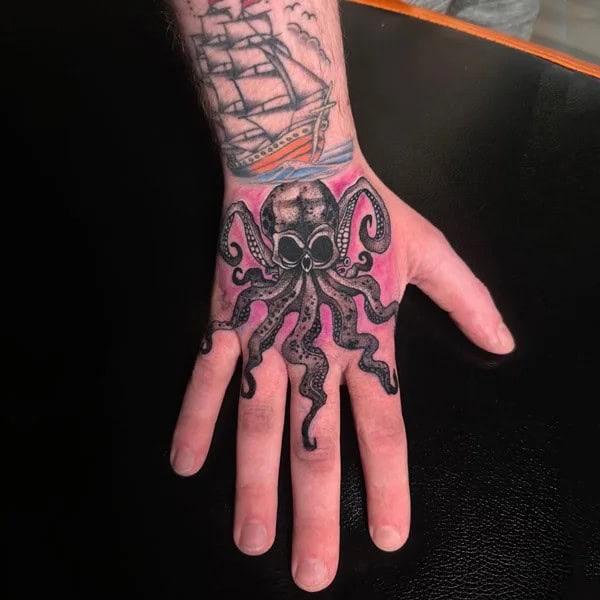 Kraken Hand Tattoo