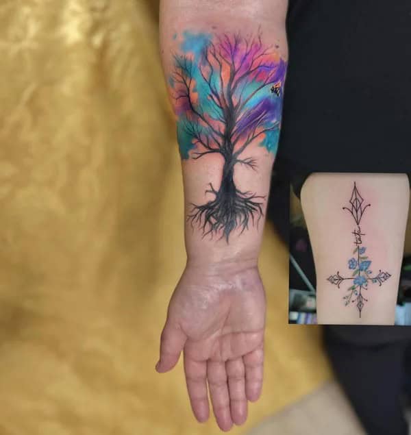 Watercolor Tree Of Life Tattoo