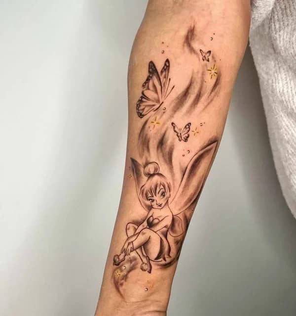 Tinkerbell and Butterfly Tattoo