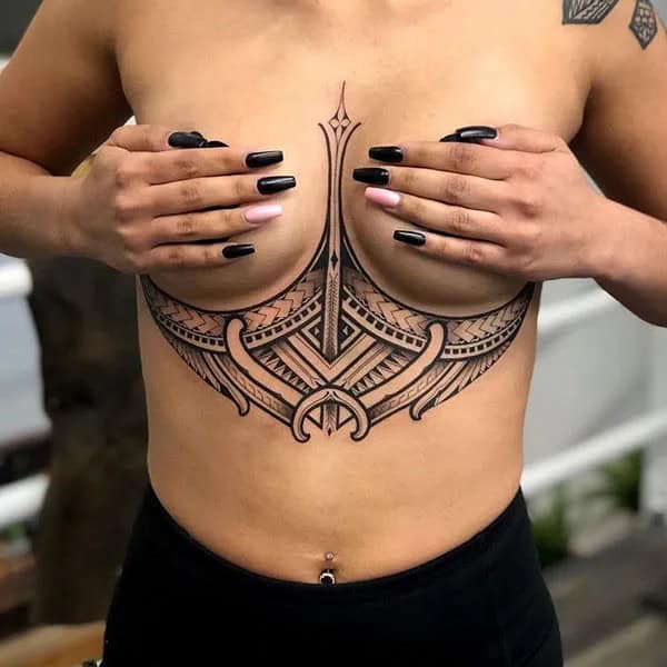 Tribal Tattoo Under Breast