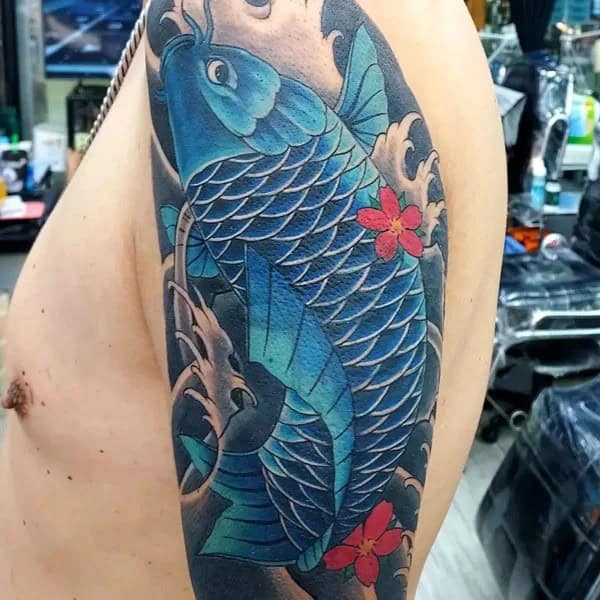 Blue Koi Fish Tattoo