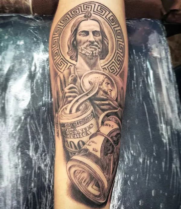 San Judas Flag Tattoo