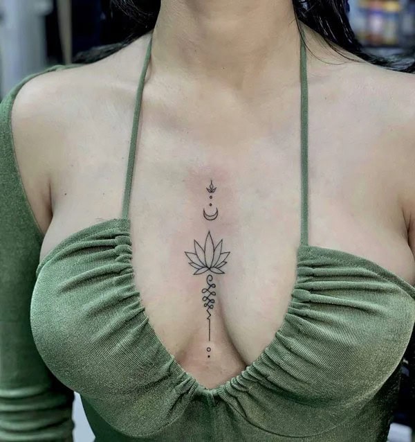 Unalome Sternum Tattoo