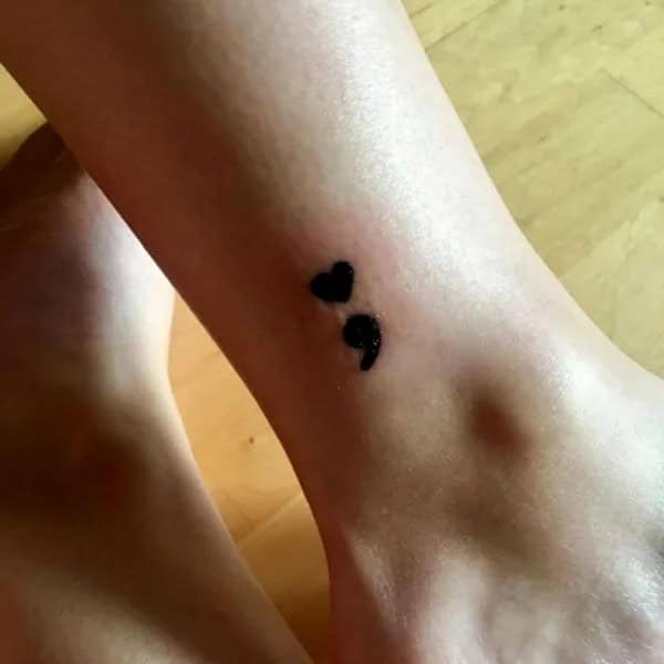 Semicolon Tattoo on Ankle