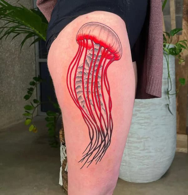 Jellyfish Thigh Tattoo