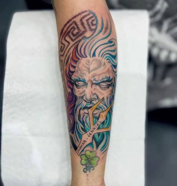 Watercolor Poseidon Tattoo