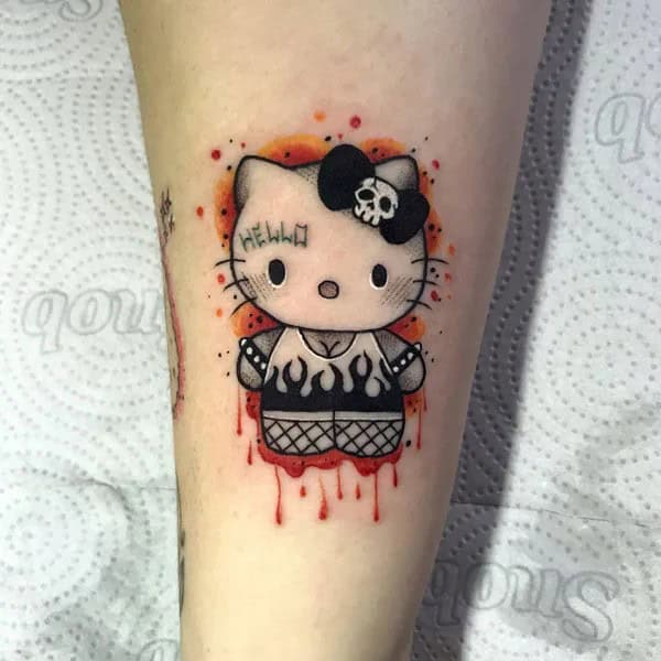 Ankle Hello Kitty Tattoo