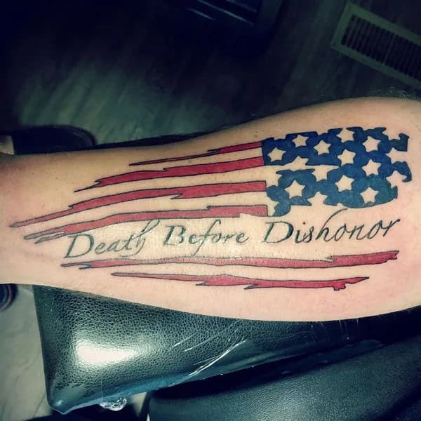 Death Before Dishonour Bicep Tattoo