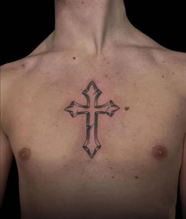 Cross Tattoo on Chest