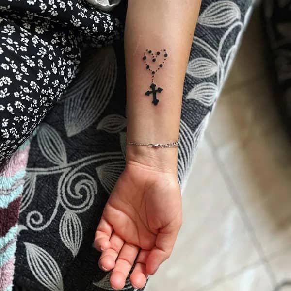 Small Simple Rosary Tattoo