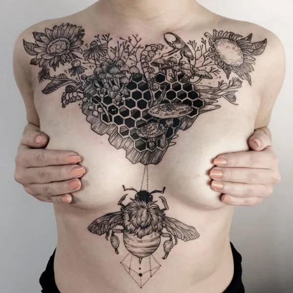 Sternum Bee Tattoo