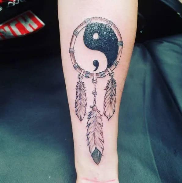 Semicolon Yin Yang Tattoo