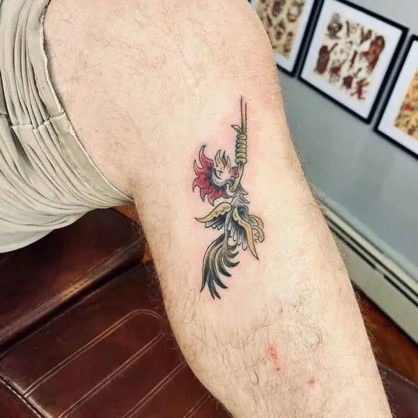 Hanging Rooster Tattoo