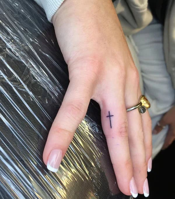 Cross Tattoo on Finger