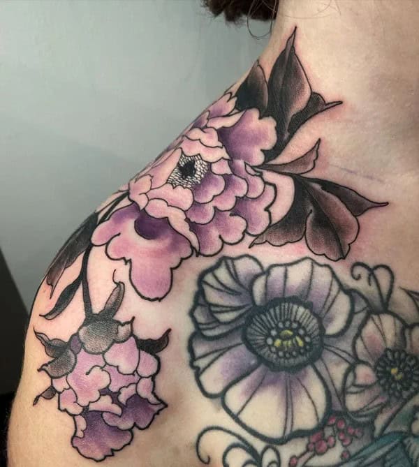 Peony Shoulder Tattoo