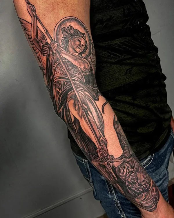 St Michael Sleeve Tattoo