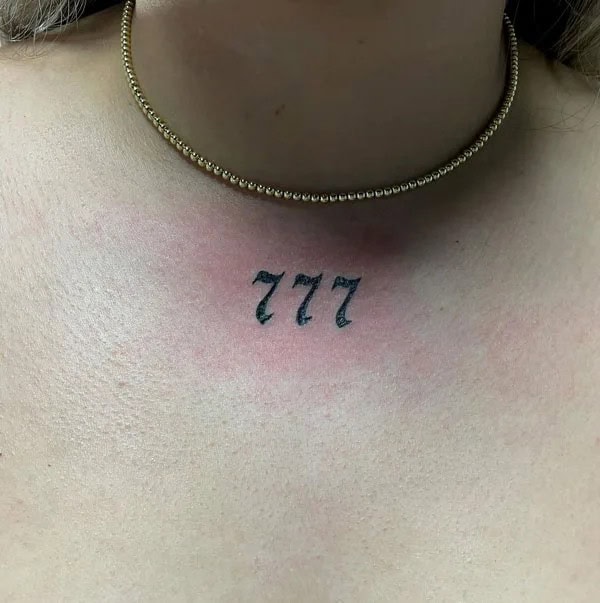 Behind the ear 777 Tattoo