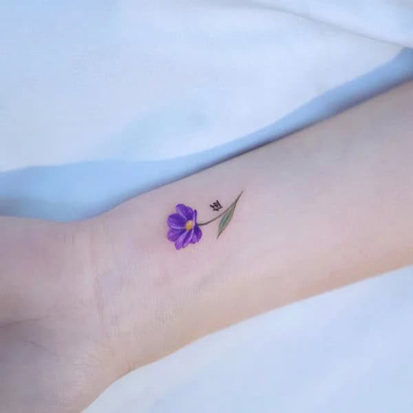 Cosmos Flower Wrist Tattoo