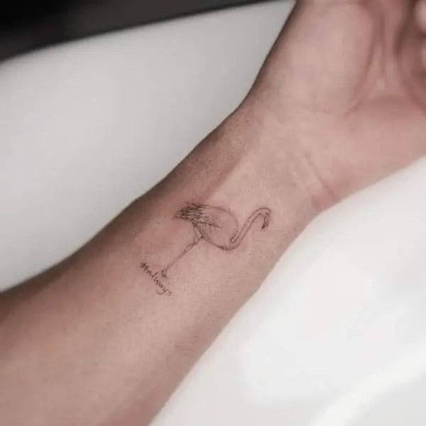 Flamingo Wrist Tattoo