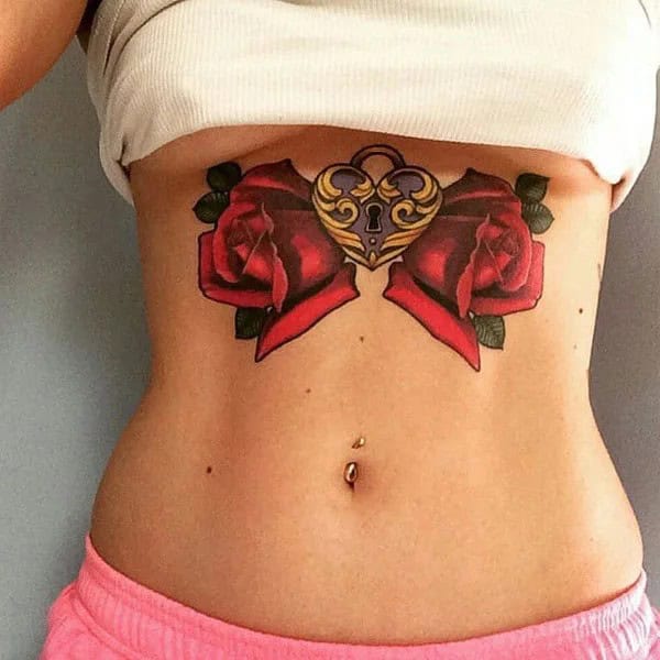 Rose Underboob Tattoo