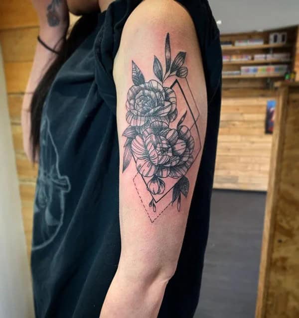 Geometric November Birth Flower Tattoo